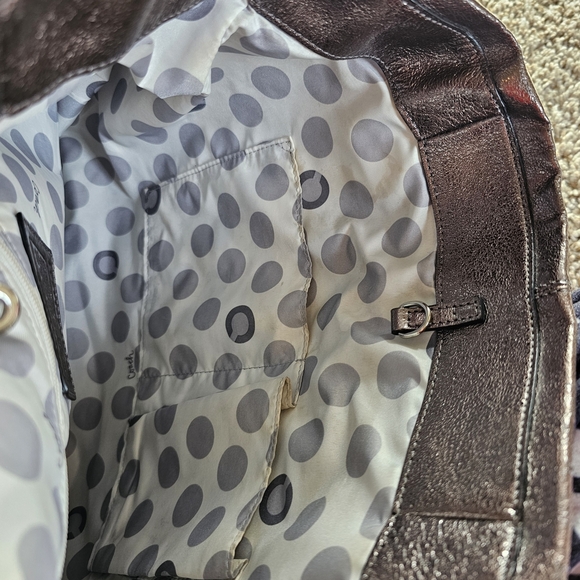 Coach Laura Metallic Bronze Leather Logo Tote Bag. - Picture 7 of 9